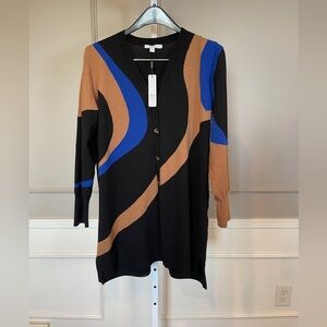 Chico's NWT Ella Colorblock Cardigan Sweater 3 XL Duster Long Blue Black